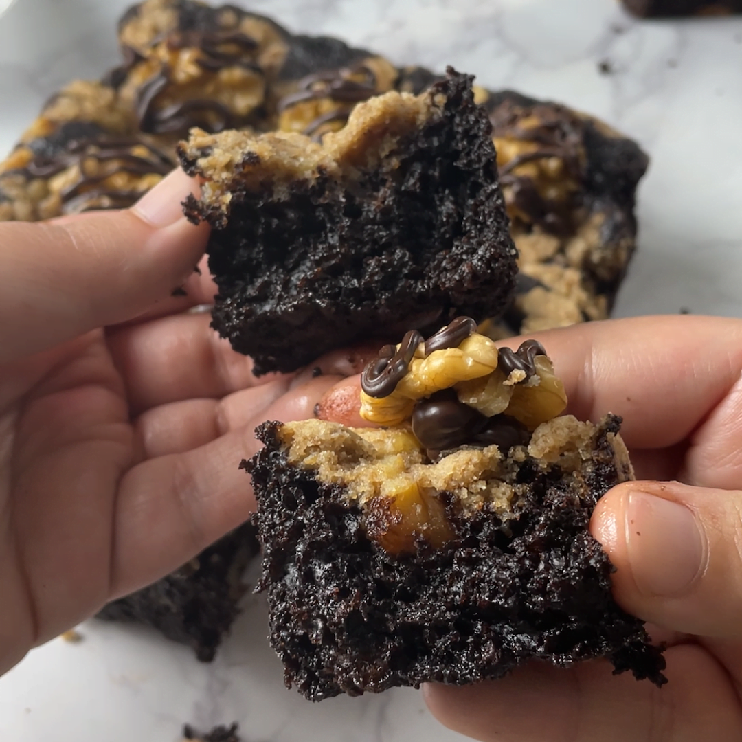 Coffee Walnut Crumble Brownies